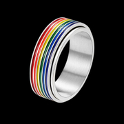 Rainbow Flag Stainless Steel Spinner Ring