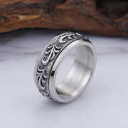 Olive Leaves Patterns Stainless Steel Ring
