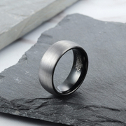 Brushed Spherical Tungsten Steel Men's Ring