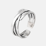 Simple Irregular Line Sterling Silver Open Ring