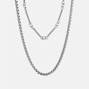 Vintage Double Stainless Steel Chain Necklace