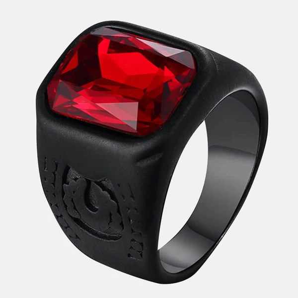 Chic Red Rectangular Stone Ring – Ciunofor