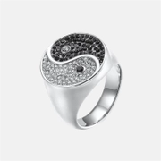 Bague en acier inoxydable diamant Tai Chi vintage