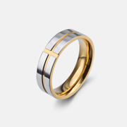 Minimalist Two Tone Fluted Stainless Steel Ring