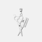 Stylist Scissors Comb Stainless Steel Pendant