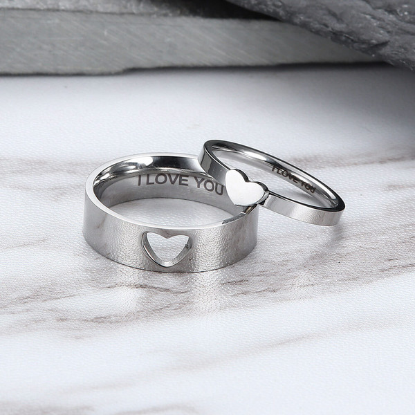 His & Her Love Heart Silver Couple Matching Rings ❤️ – Jewllery Design