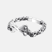 Bracelet pour homme en acier inoxydable avec chaîne en forme de clé