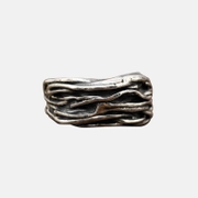 Vintage Rock Pattern Irregular Line Open Sterling Silver Ring