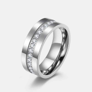 Luxury Zircon Set Stainless Steel Ring
