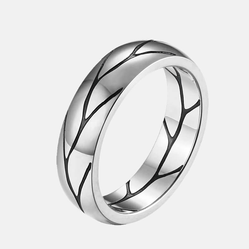 Epoxy Crack Pattern Stainless Steel Ring - Rock & Spark
