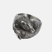 Vintage Two-Headed Wolf Stainless Steel Ring
