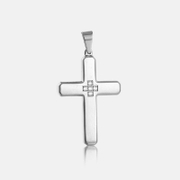 Pendentif croix en acier inoxydable serti de diamants élégants