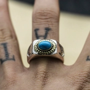 Vintage Turquoise Sterling Silver Men's Ring