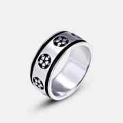 Simple Football Pattern Sterling Silver Ring