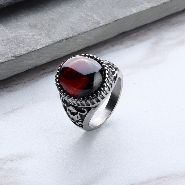 Red Garnet Ring Gemstone Sterling Silver - My Zen Temple