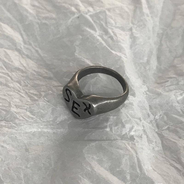 Retro SEX Heart Sterling Silver Ring - Rock & Spark Retro SEX Heart Sterling Silver Ring - Rock & Spark