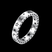 Smiley Moon Star Stainless Steel Couple Ring