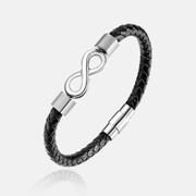 Infinity Symbol Stainless Steel Leather Bracelet