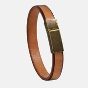 Bracelet pour homme en acier inoxydable avec lettrage en cuir de vachette