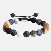Mix Colors Stones Adjustable Stainless Steel Men's Bracelet