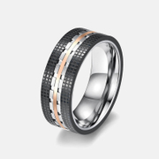 Geometric Two-Tone Stainless Steel Ring