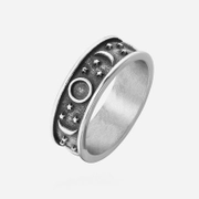 Retro Moon Star Stainless Steel Band Ring
