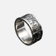 Ocean Wave Pattern Sterling Silver Band Ring