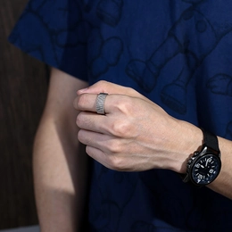 Mesh Tricolor Stainless Steel Biker Ring