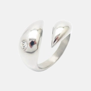Simple Diamond-Set Stainless Steel Men's Open Ring