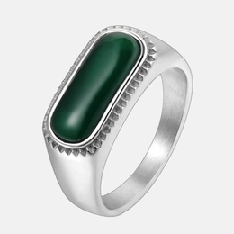 Simple Gemstone Stainless Steel Ring