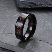 Inlaid Carbon Fiber Stainless Steel Black Ring