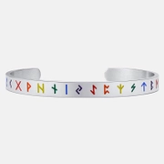 Rainbow Viking Rune Stainless Steel Cuff Bracelet
