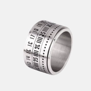 Arabic Numerals Stainless Steel Spinner Ring