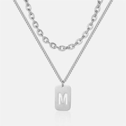 Simple Double Layer Stainless Steel Letter Necklace