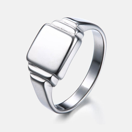 Simple Square Glossy Stainless Steel Ring
