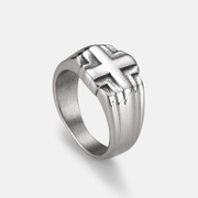 Simple Cross Stainless Steel Men's Ring