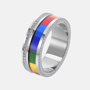Anel de aço inoxidável com bandeira do orgulho arco-íris LGBT