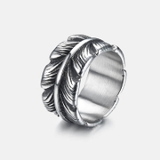 Feather Stainless Steel Punk Ring